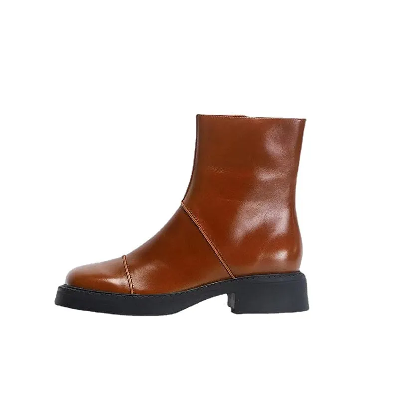 Retro Square Toe Platform Ankle Boots Maxct