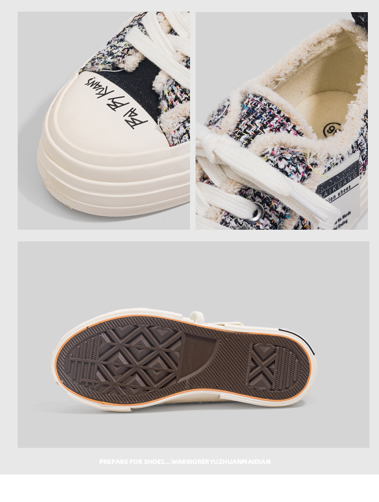 Cute Teen Girl's Low Top Canvas Sneakers Thick Sole - true deals club