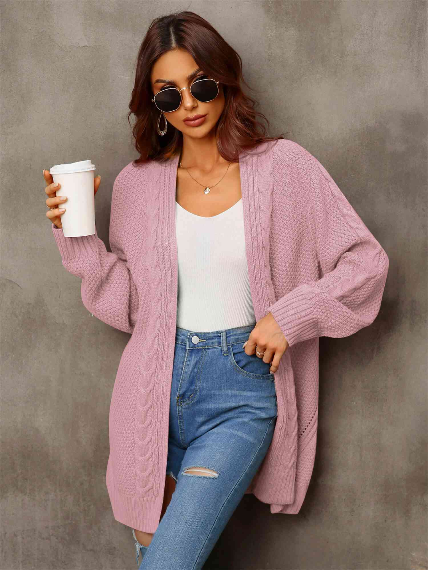 Maxct &Mixed Knit Open Front Longline Cardigan
