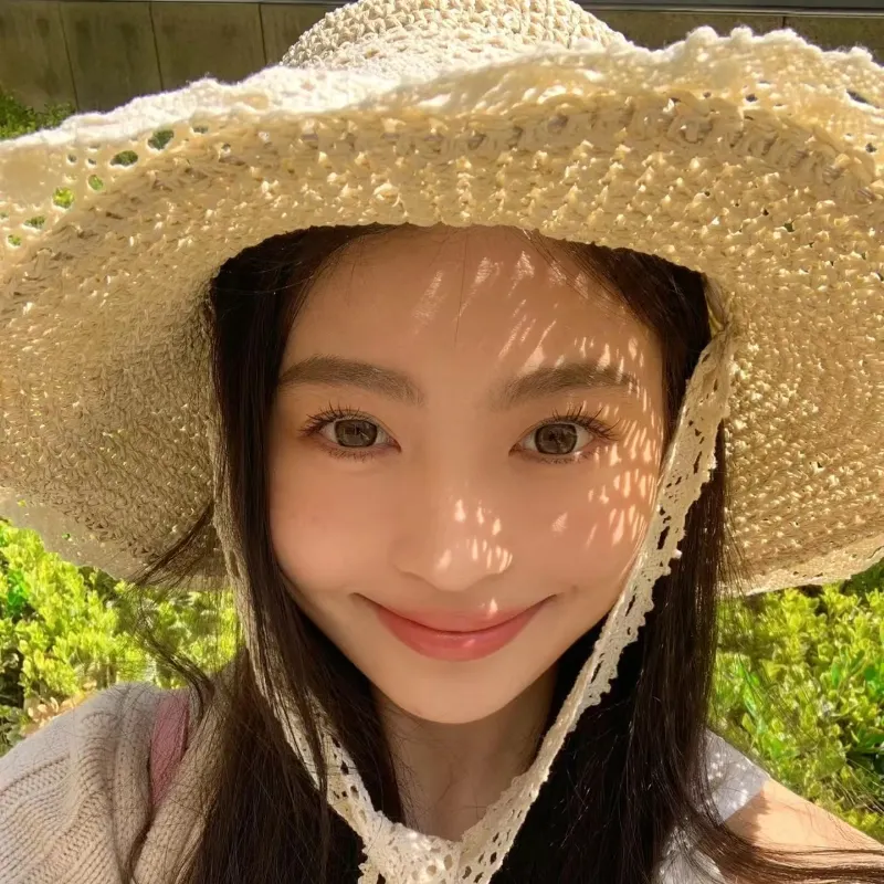 Straw Hat Ins Young Adult Shoelace Summer Outing Lace