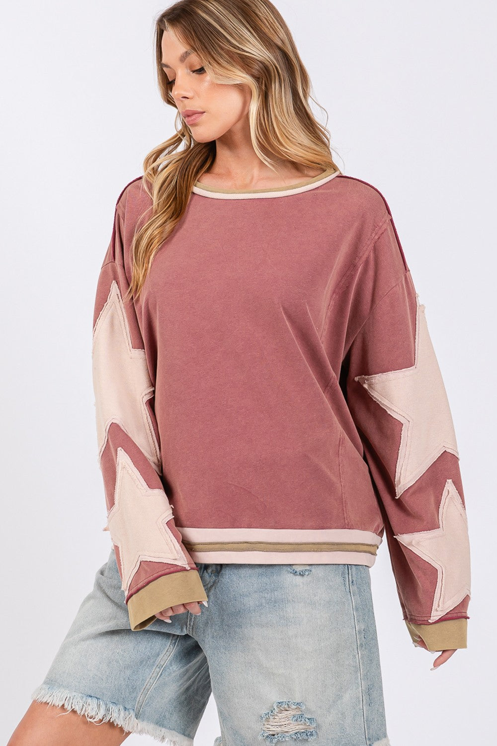 Maxct &SAGE + FIG French Terry Star Applique Patch Sweatshirt