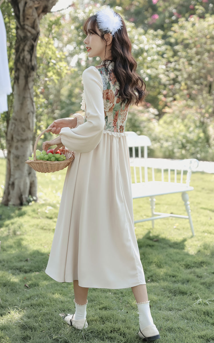 Floral Tapestry Jacquard Corset Dress Maxct