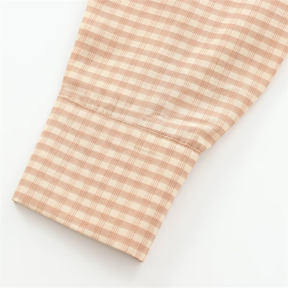 Autumn New Product Women's Fashion Loose Casual Collar Long Sleeve Pocket Decorative Checkered Shirt