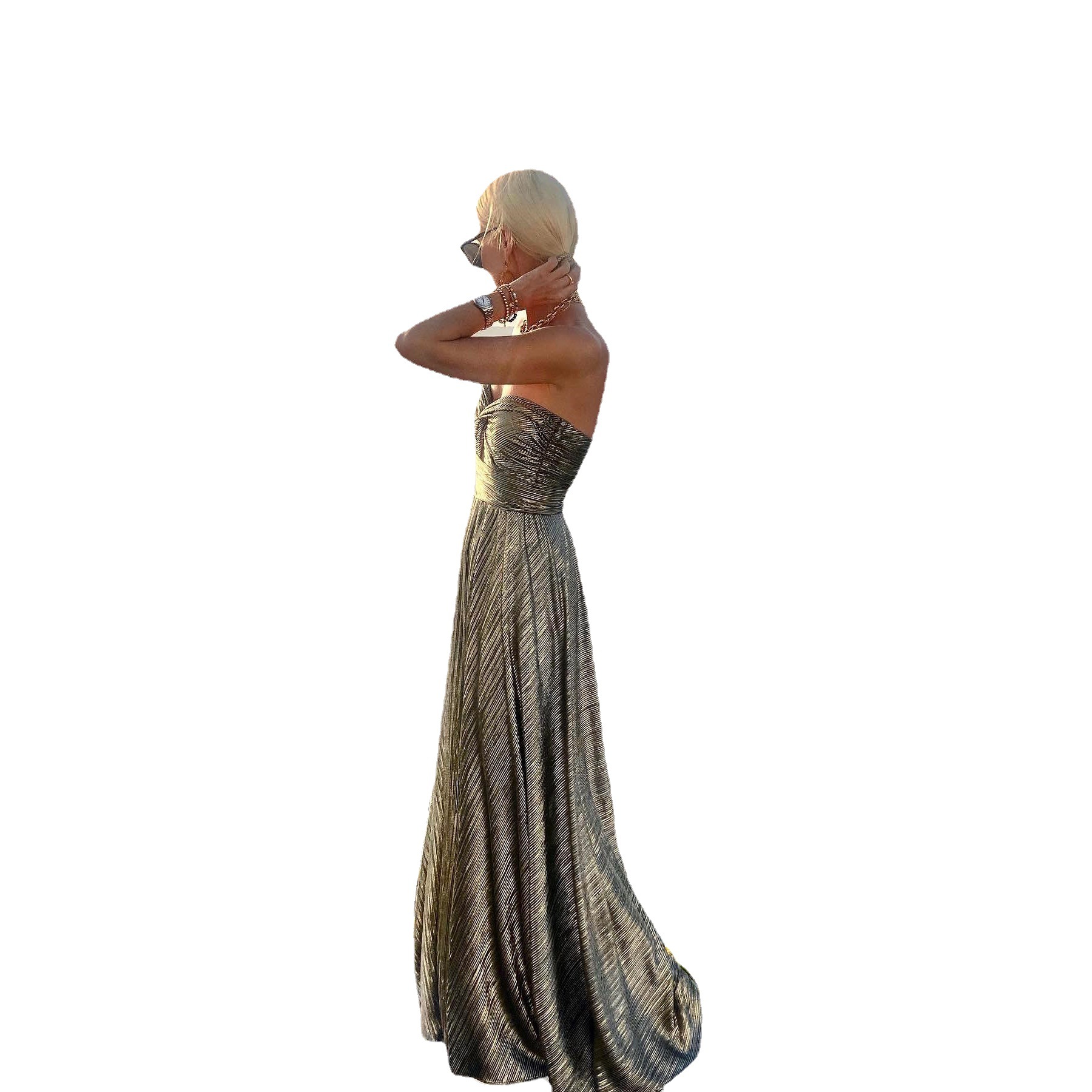 Maxct Spring and Summer New Sexy Chest-Wrapped Gilding Party Dress Ins Casual Large Swing Dress - Image 5