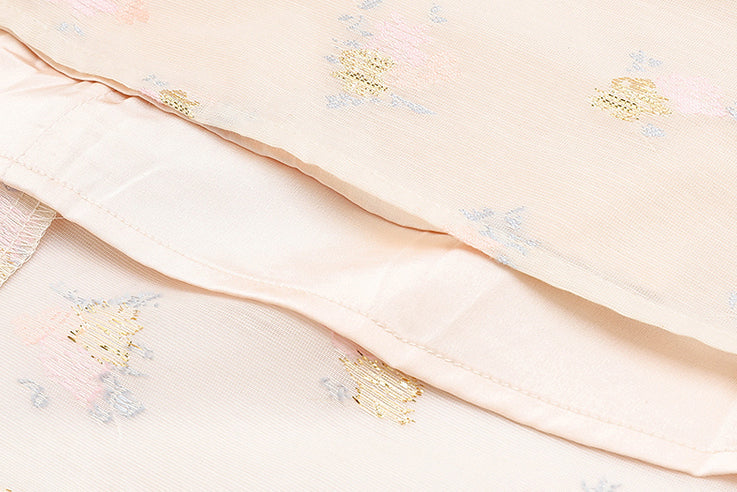 Puff Sleeve Bow Floral Jacquard Dress Maxct