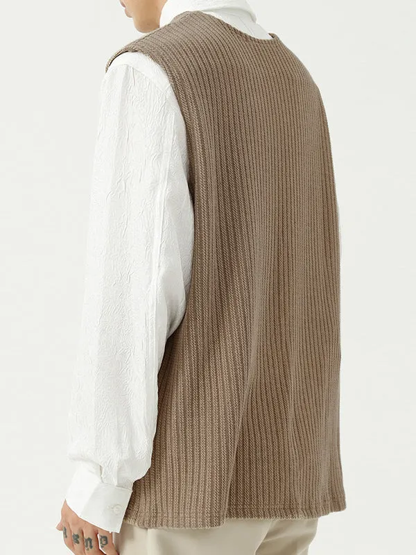 Maxct -  Mens Loose Round Neck Sleeveless Sweater Vest I