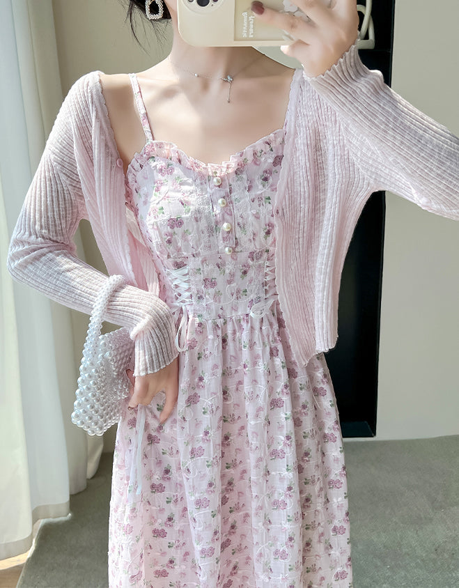 May Flowers Lace Up Cami Dress Maxct