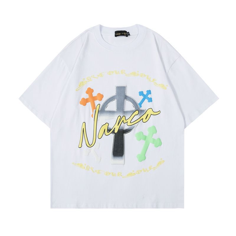 Maxct 90S Streetwear Plus Size 1.00 Kg-150.00 Kg High Street Fashion Brand Loose Cotton Couple'S Short-Sleeved T-Shirt Men'S And Women'S Casual Top Summer