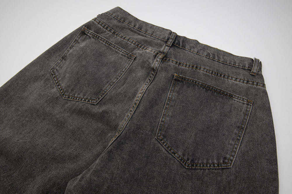Jeans Pants for Men Straight Patchwork Streetwear Baggy Denim Trousers Unisex Cargos