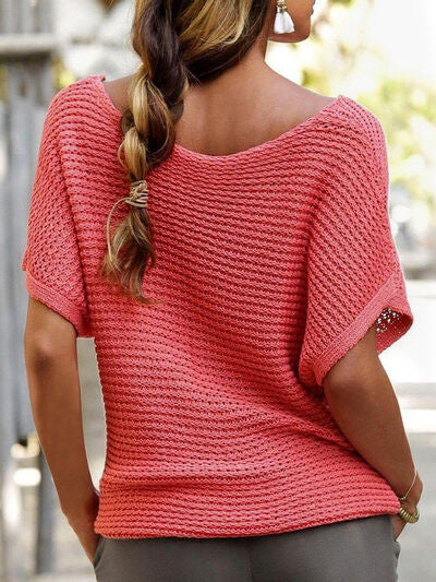 Maxct &Boat Neck Short Sleeve Sweater