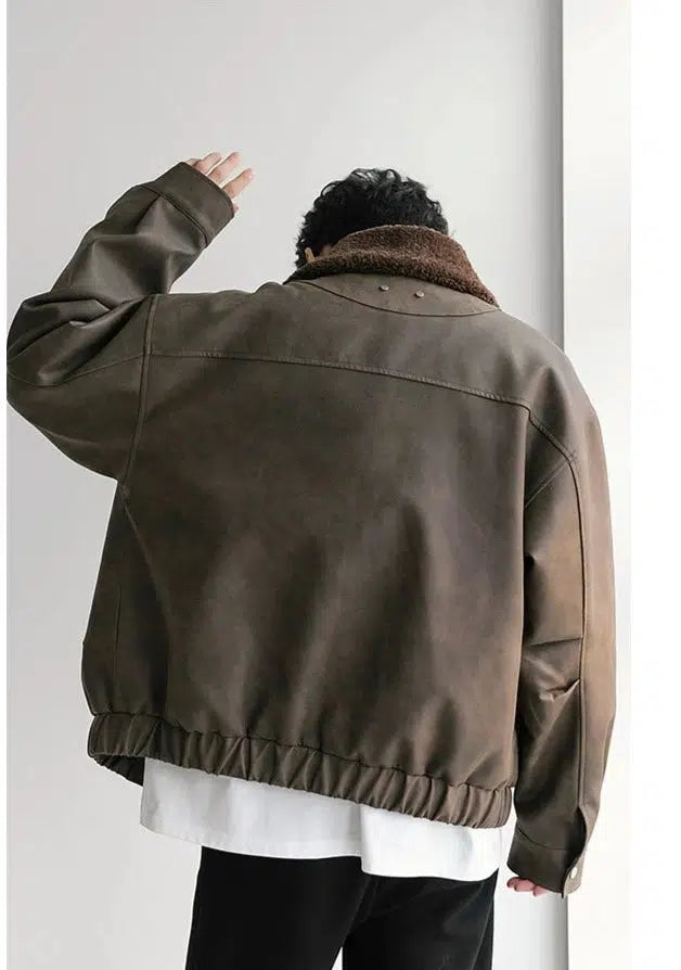 Maxct Fur Collar Leather Jacket