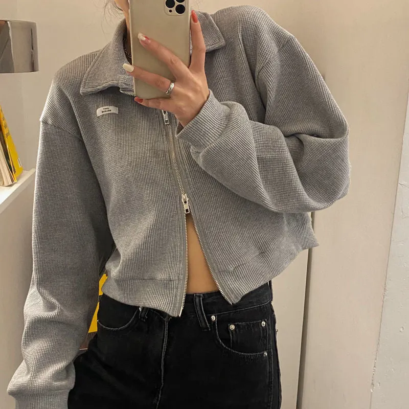 Maxct Student Zipper Knit Cardigan