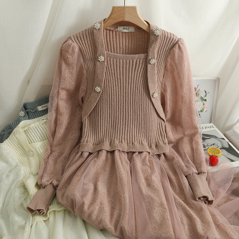 Lace Knit Sweater Dress Maxct