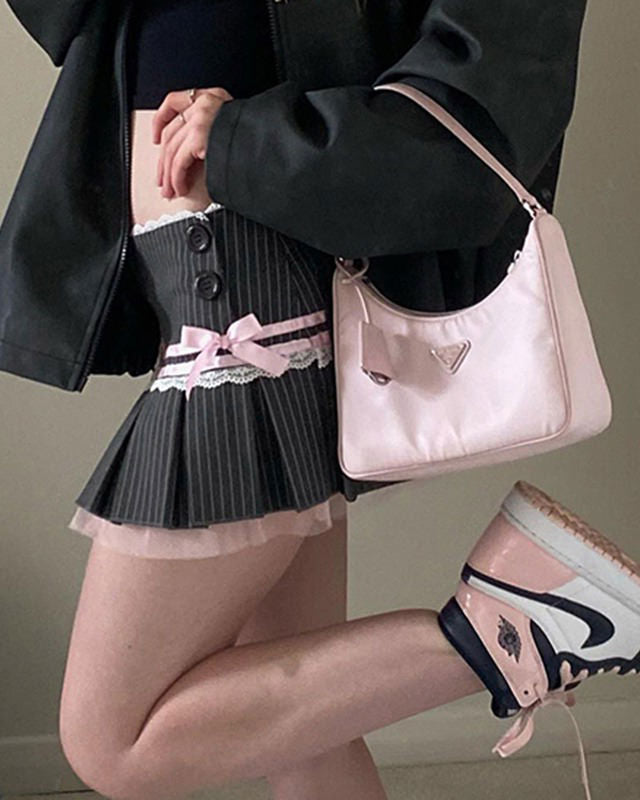 Pinstripe Coquette Micro-Mini Skirt Maxct