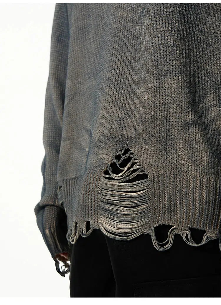 Maxct Round Neck Ripped Sweater