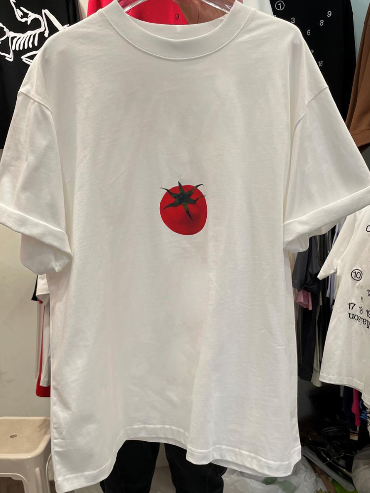 Maxct Summer Y2k Aesthetic Loose Tees Kawaii Cute Tomato Print T-shirts Short Sleeve O Neck Fashion All Match Tops Women