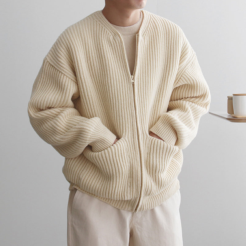Maxct 4454 KNITTED ROUND-NECK CARDIGAN SWEATER