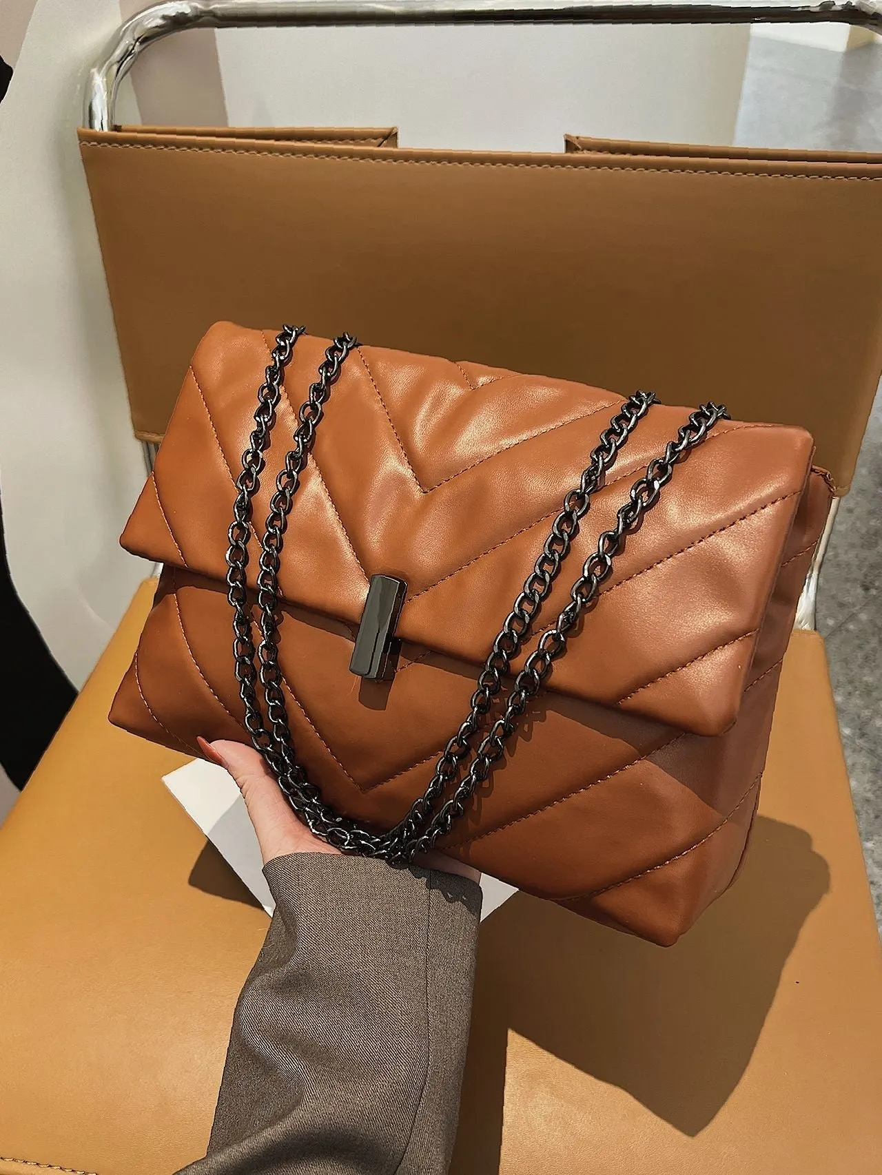 Maxct - Chevron Chain Tote Bag  - Women Tote Bags