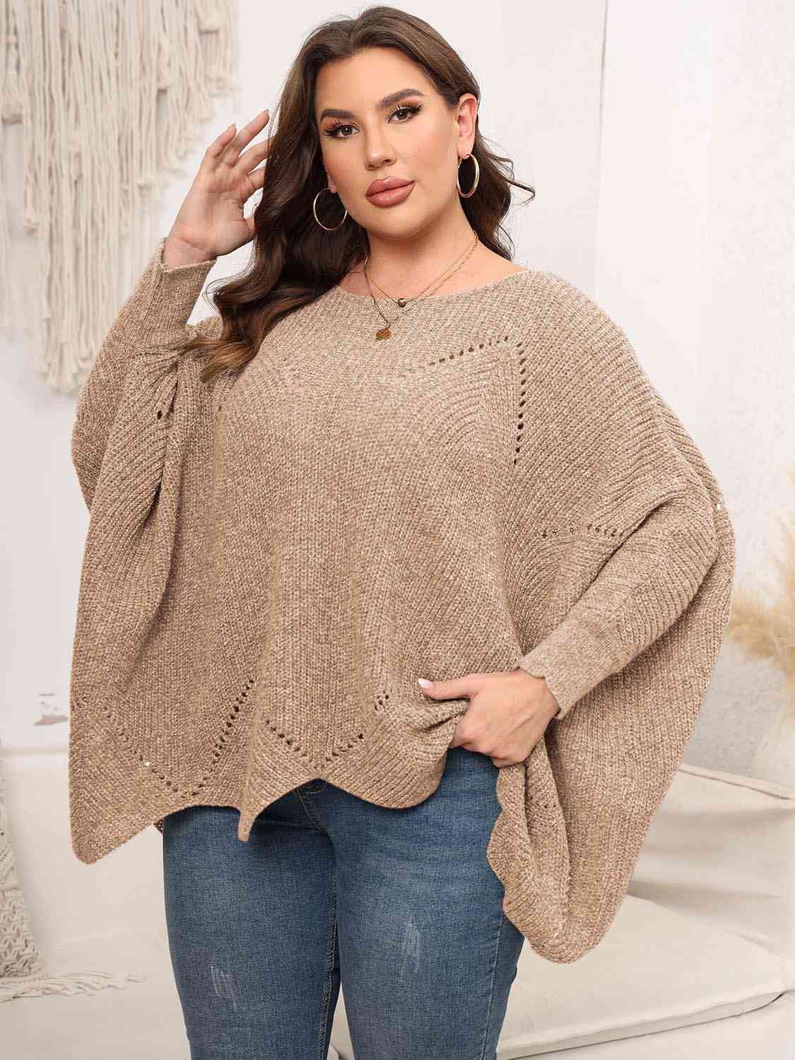 Maxct &Plus Size Round Neck Batwing Sleeve Sweater