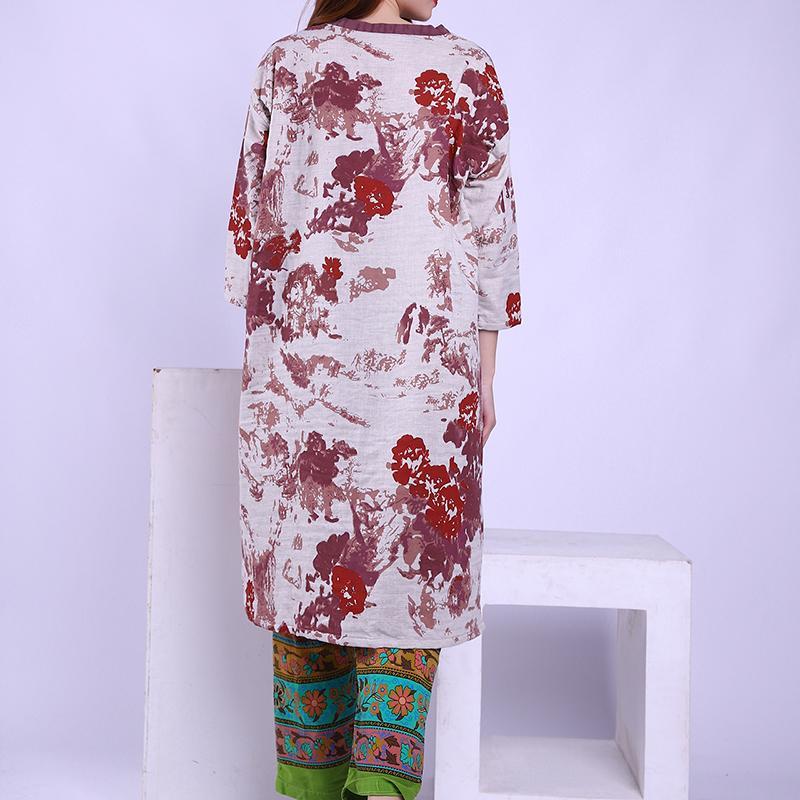 Maxct Vintage Printed Cotton Linen Dresses