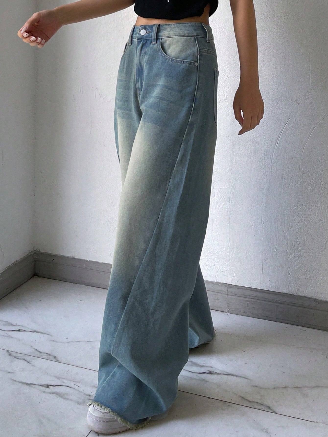 Maxct Women's Casual Wide-Leg Denim Pants With Pockets For Daily And Commuting
