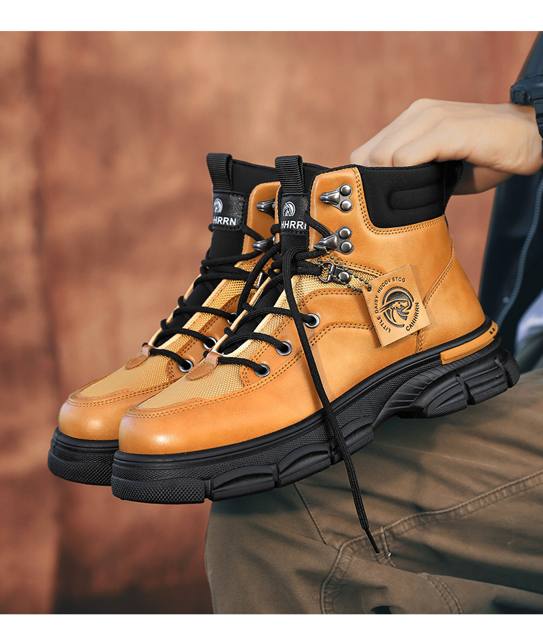 Platform Leather Men's Martin Boots - true deals club
