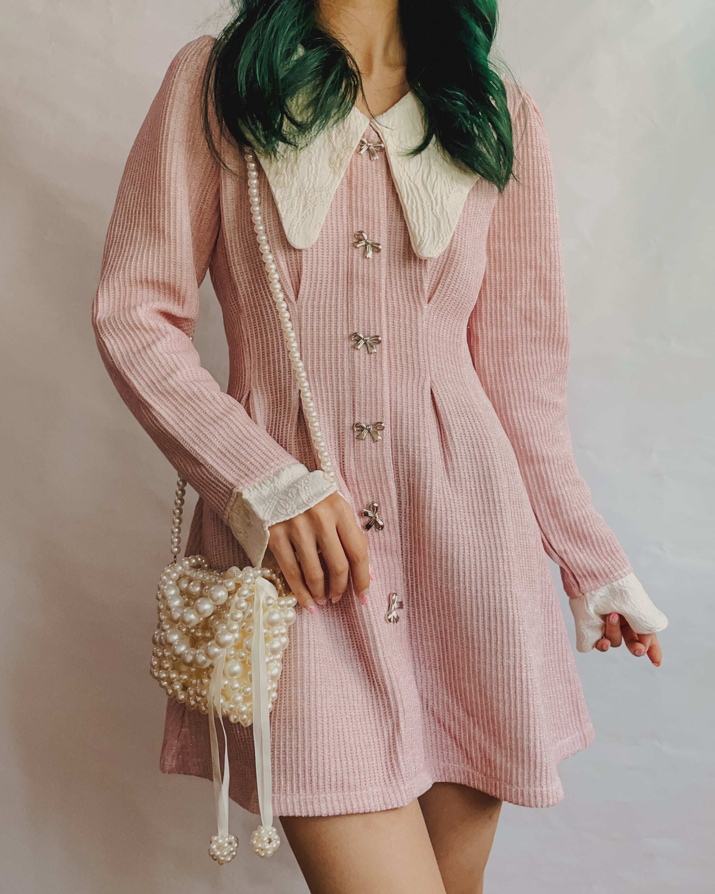 Sweet Bow Peter Pan Knit Dress Maxct