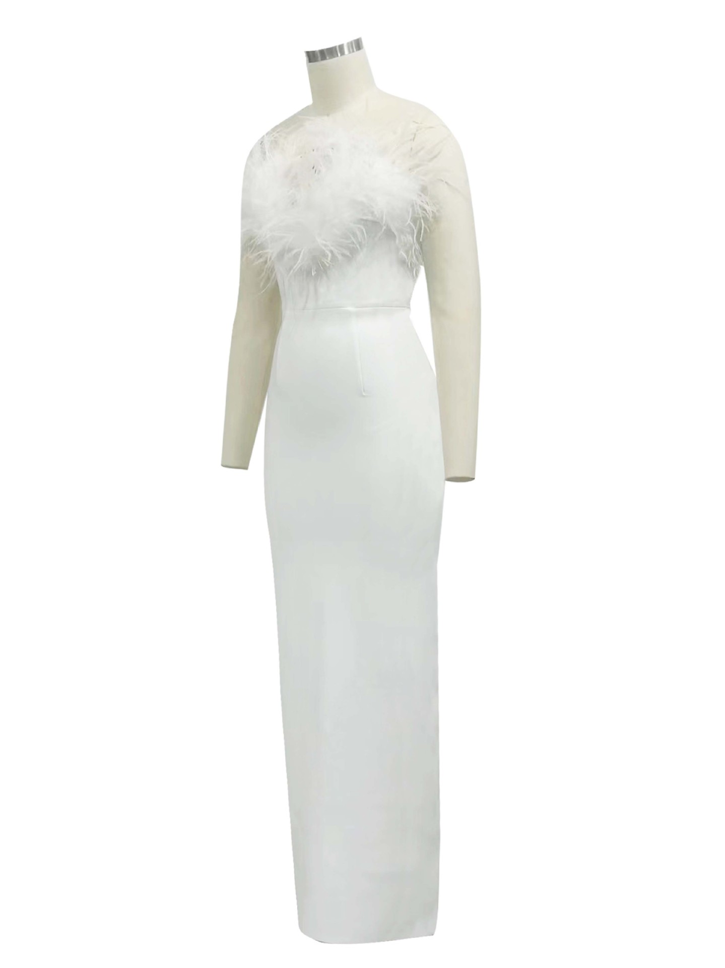High-end Trendy Niche Designer Evening Dress Autumn And Winter Women's Clothing Trend Ostrich Hair Gowns Bandage Dress Women