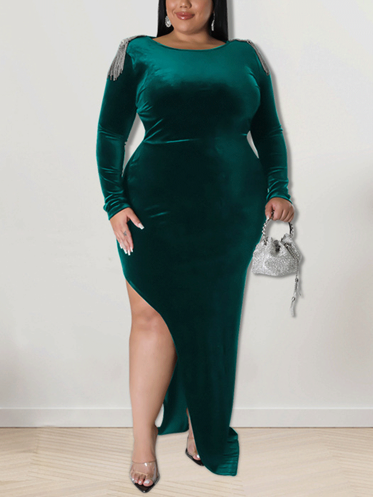 Velvet Slit Midi Dress Maxct
