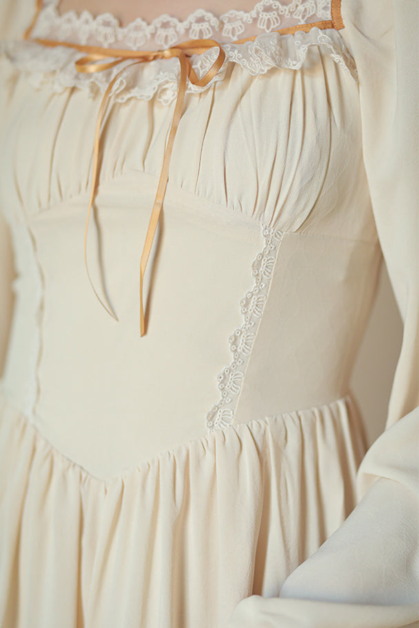 Basic Lace Square Neck Midi Dress Maxct