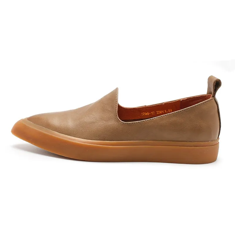 Vegetable Tanned Loafers Pointed Toe Flats Maxct