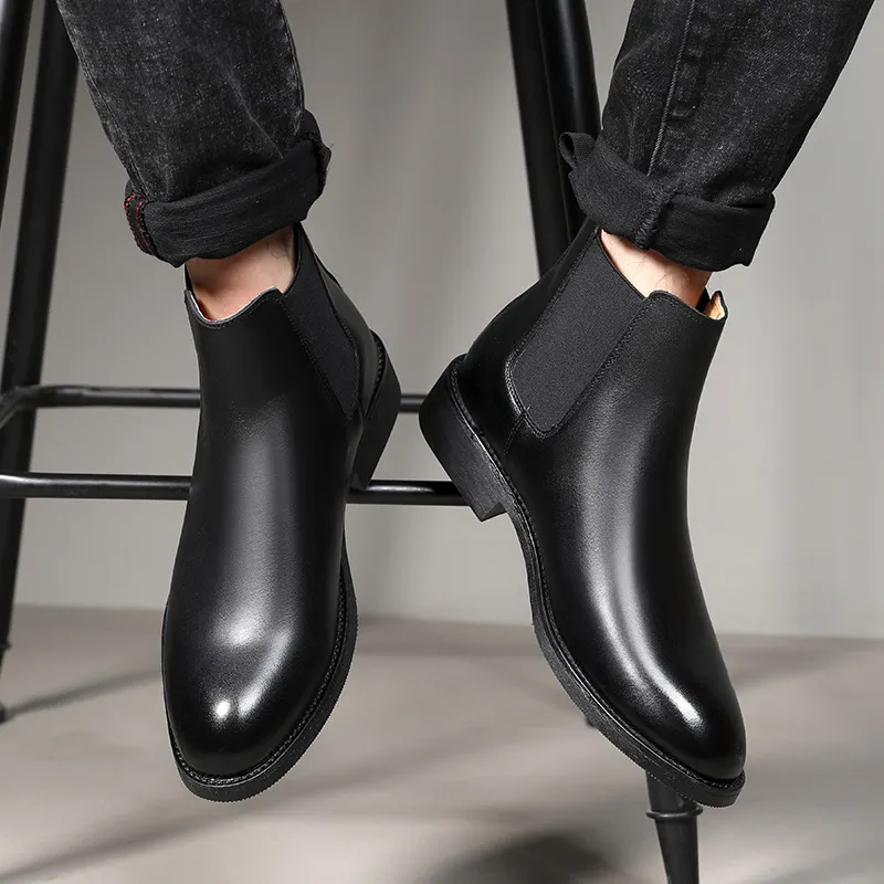 Elegant Slip-On Leather Chelsea Boots for Men - true deals club