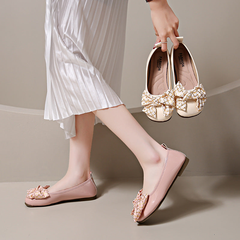 Bow-Tied Mary Jane Small Leather Shoes Maxct