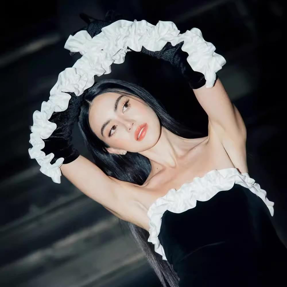 Maxct European And American-style Women's Clothing White Wood-ear Edge Bandage Dress High-class French Nightclub Party Evening Dress Burst