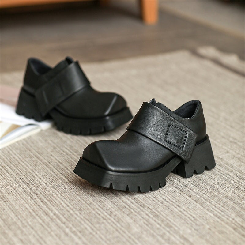 Square Toe Touch-strap Chunky Derby Shoes Maxct