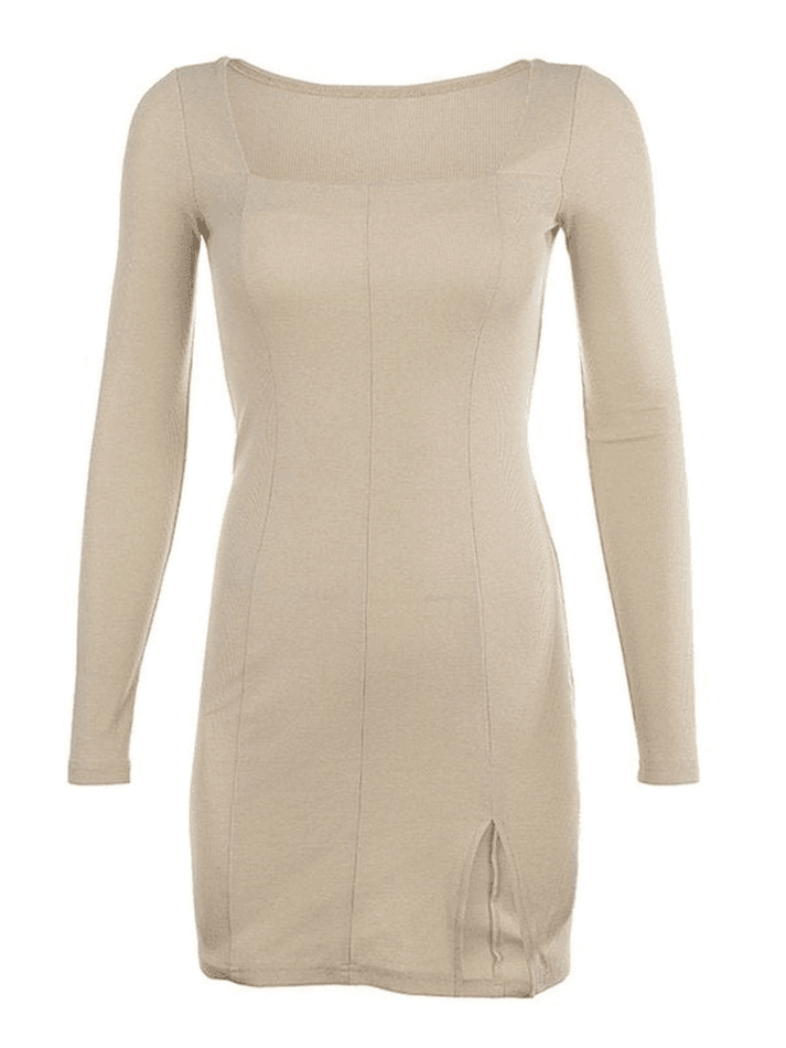 Vintage Rib Split Sweater Dress Maxct
