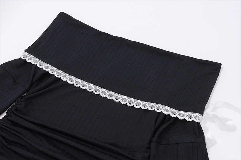 Strapless Sexy Black Dress Women Autumn Off Shoulder Long Sleeves Lace Knitting Bandage Mini Dresses Slim Elegant Club Partywear