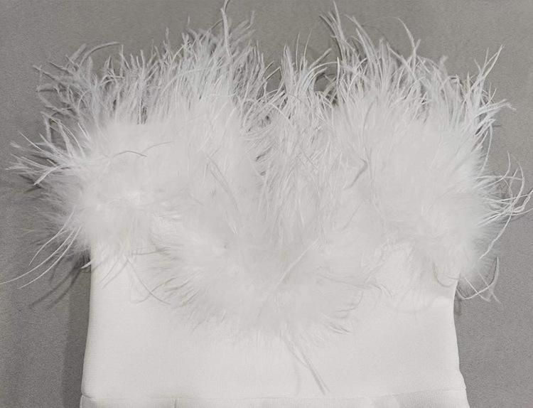 Maxct High-end Trendy Niche Designer Evening Dress Autumn And Winter Women's Clothing Trend Ostrich Hair Gowns Bandage Dress Women