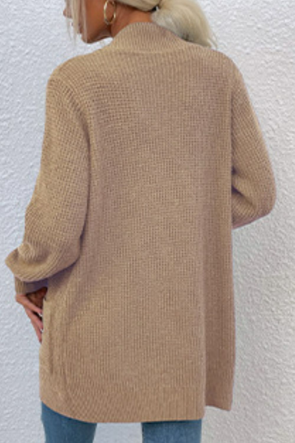 Maxct &Open Front Rib-Knit Cardigan with Pockets