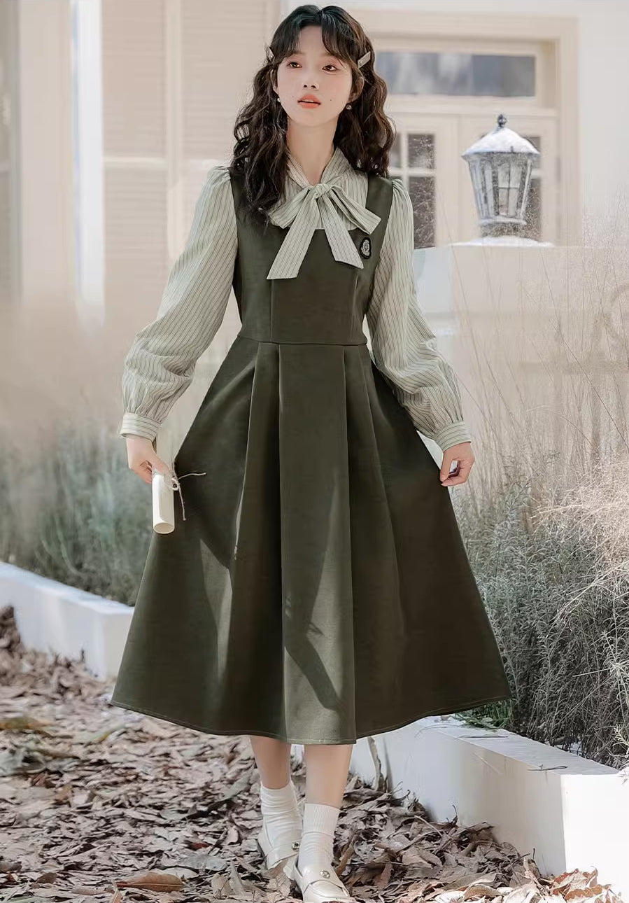 Stripe Academia Twofer Midi Dress Maxct