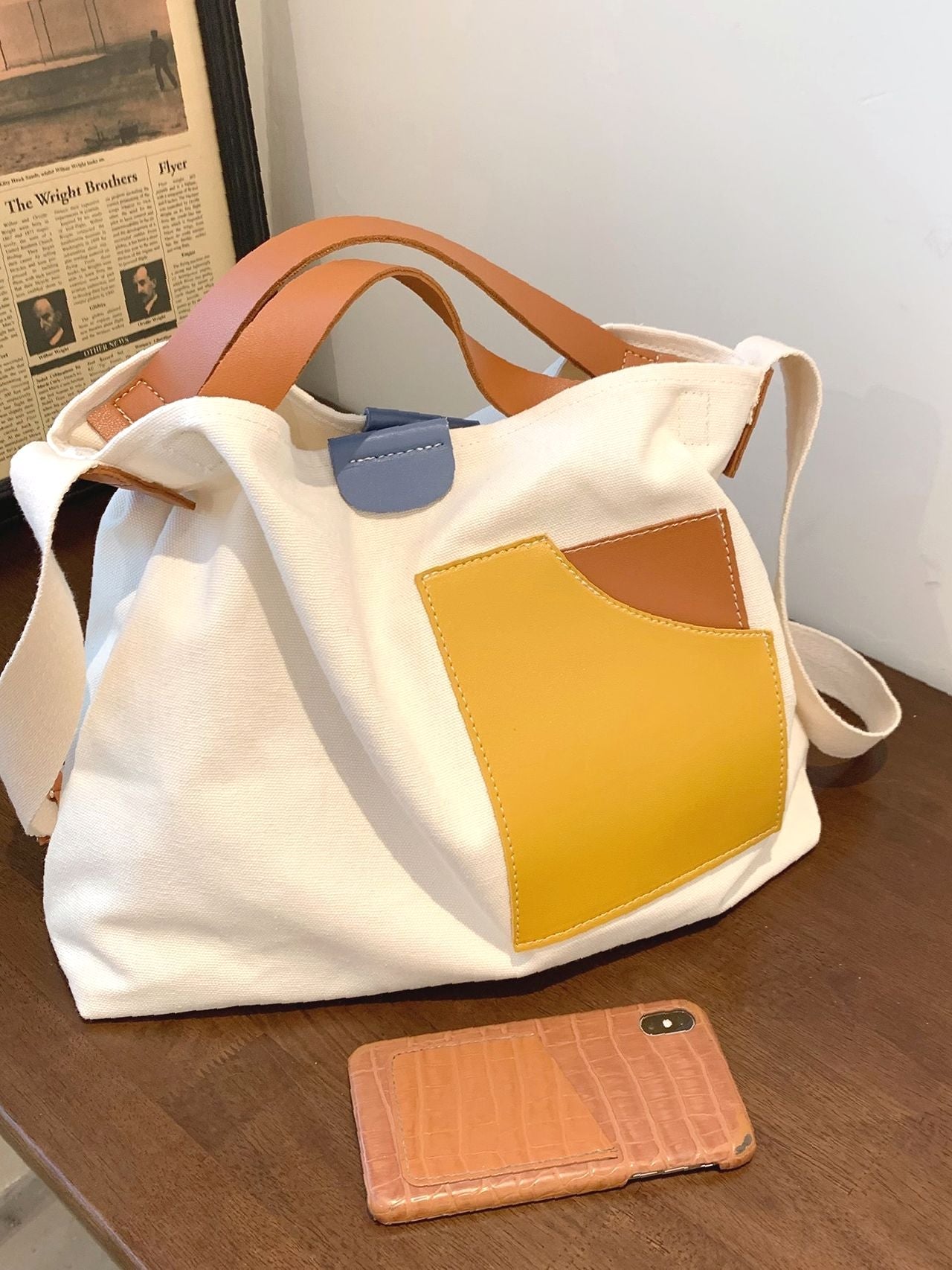 Maxct - Colorblock Top Handle Bag - Women Tote Bags