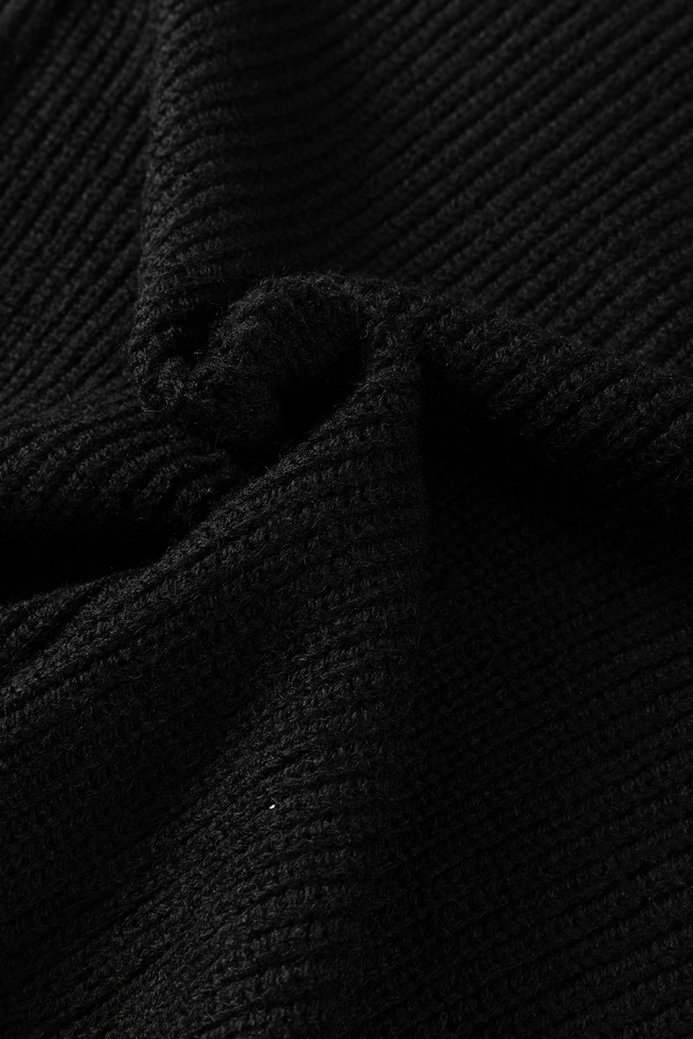 Maxct &Solid Color Notched Long Sleeve Sweater