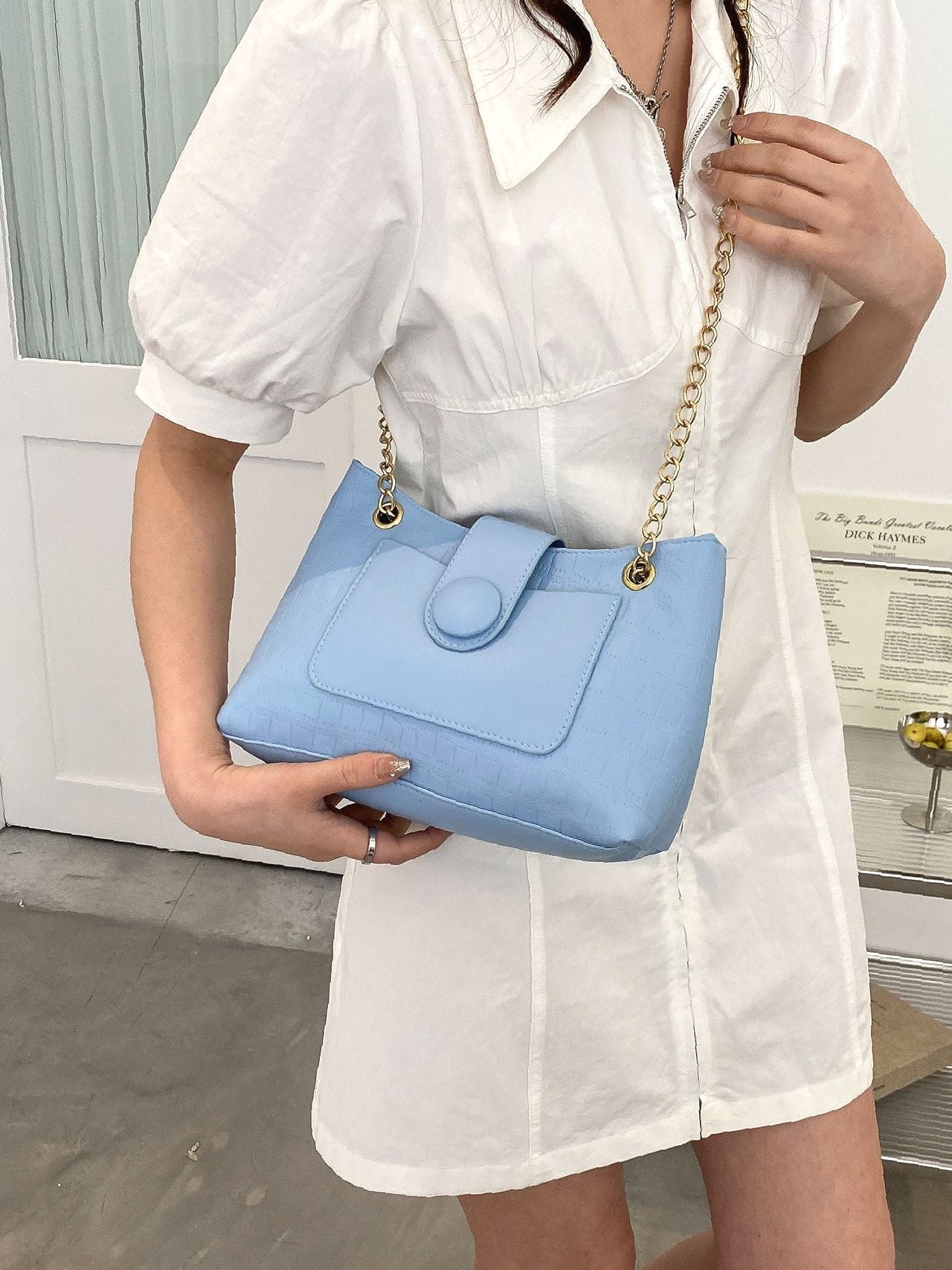 Maxct - Crocodile Embossed Snap Button Tote Bag  - Women Tote Bags