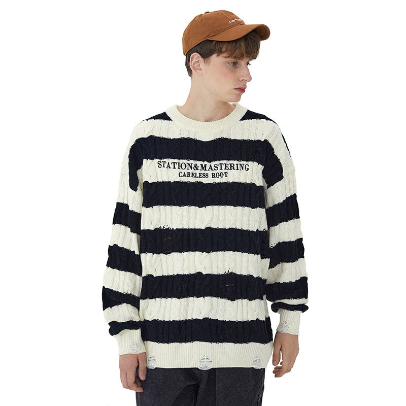 Maxct Chunky Striped Sweater Knit Top