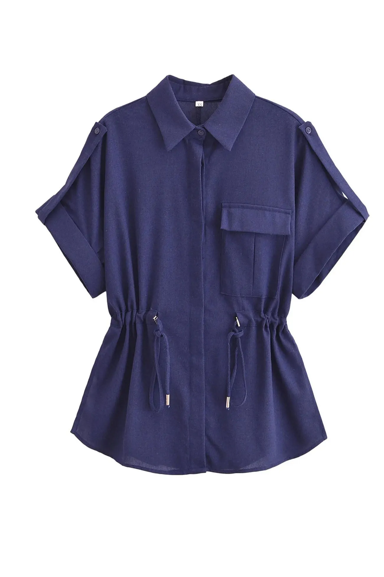 Maxct Half Sleeve Drawstring Shirt Long Pants Two-Piece Set