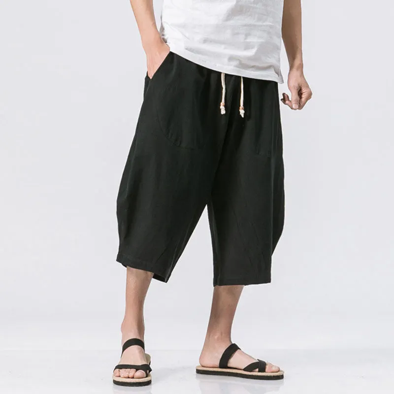 Maxct Cotton Linen Loose Harem Shorts