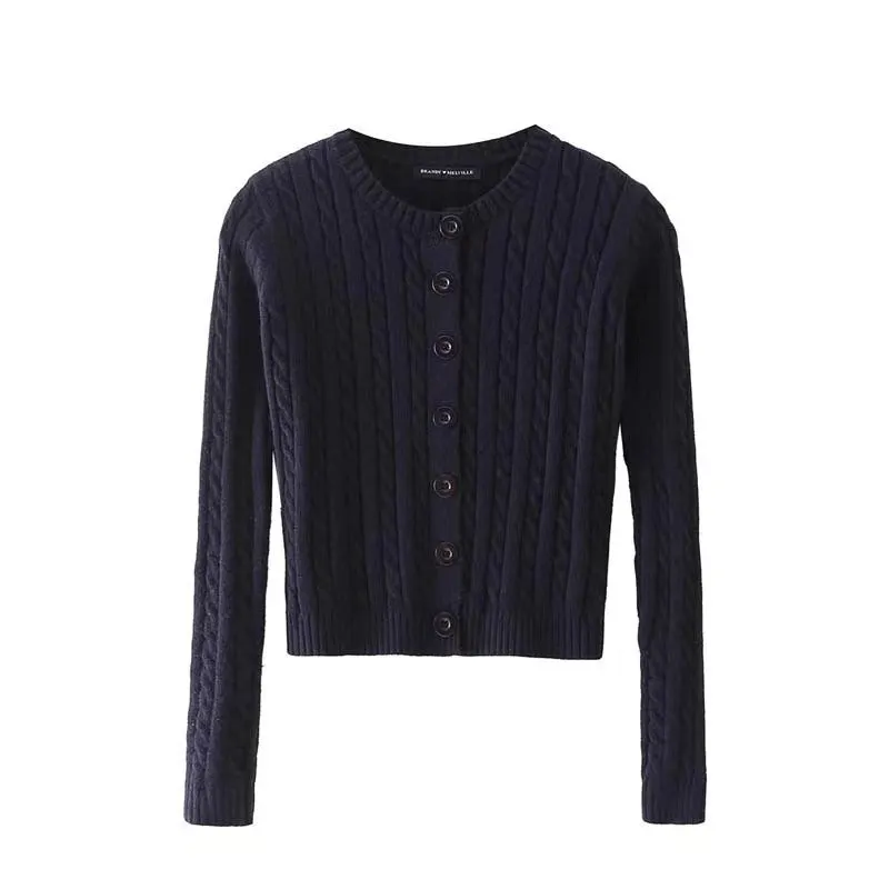 Maxct Solid Color Cable Knit Cardigan