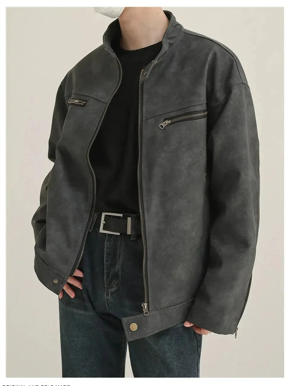 Maxct Zip Up Matte Leather Jacket