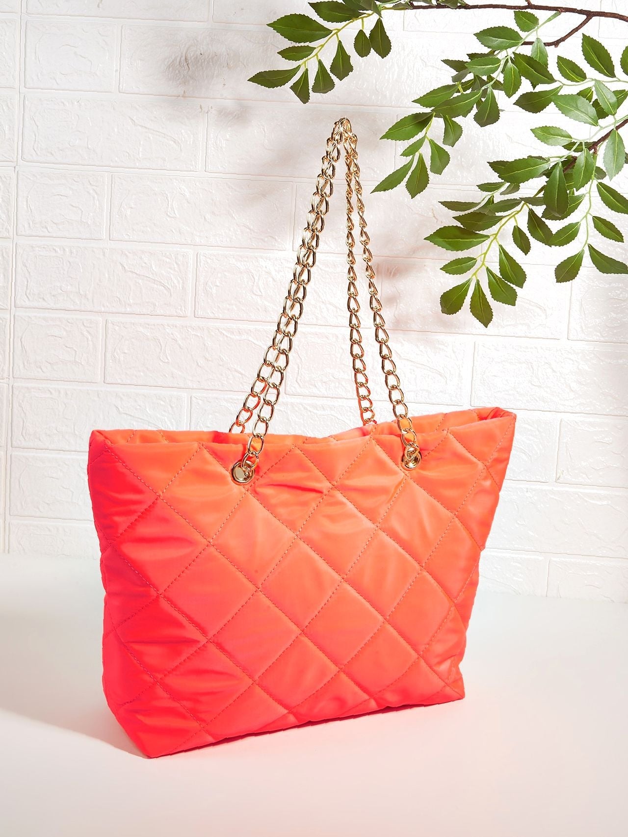 Maxct - Quilted Embossed Chain Shoulder Tote Bag  - Women Tote Bags