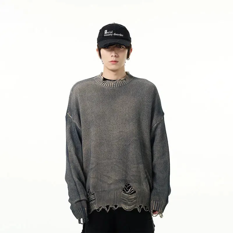 Maxct Round Neck Ripped Sweater